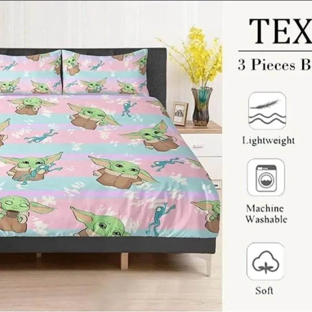 Baby YODA FULL Size Duvet Cover Set- 3 Piece Bed Set for Boys Girls
